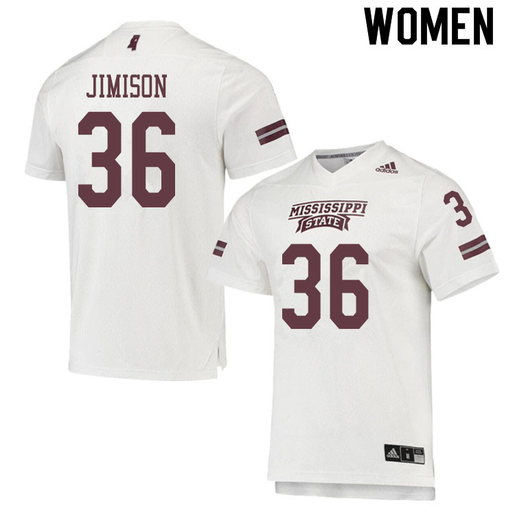 Women #36 Jay Jimison Mississippi State Bulldogs College Football Jerseys Sale-White - Click Image to Close